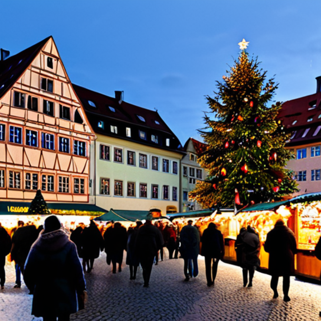 Cozy Christmas Market Scene**
"A bustling Christmas market in Nuremberg, Germany at dusk, safe for work. Wooden stalls adorned with twinkling lights, selling handcrafted ornaments and traditional German treats. People in warm, modest winter clothing stroll through the market, enjoying Glühwein (mulled wine). In the background, a brightly lit Christmas tree. Perfect anatomy, correct proportions, natural pose, well-formed hands, proper finger count, professional, family-friendly, appropriate content, fully clothed, professional photography, high quality."
**