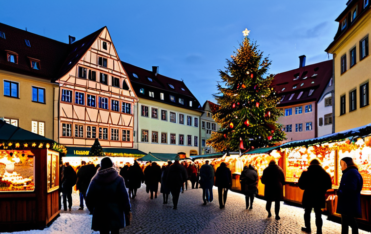 Cozy Christmas Market Scene**

"A bustling Christmas market in Nuremberg, Germany at dusk, safe for work. Wooden stalls adorned with twinkling lights, selling handcrafted ornaments and traditional German treats. People in warm, modest winter clothing stroll through the market, enjoying Glühwein (mulled wine). In the background, a brightly lit Christmas tree. Perfect anatomy, correct proportions, natural pose, well-formed hands, proper finger count, professional, family-friendly, appropriate content, fully clothed, professional photography, high quality."

**