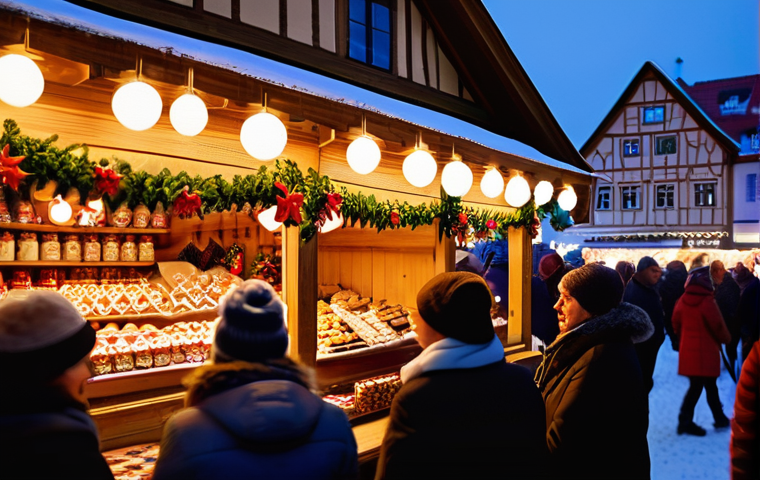 독일의 기념일과 전통 행사 - **Prompt 1: Enchanting German Christmas Market Evening**
    A bustling and magical German Christmas...