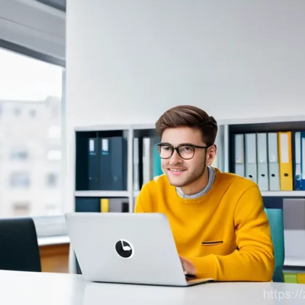 독일에서 인턴쉽 기회 찾기 - **Prompt:** A diverse university student, around 20-25 years old, intently focused on a laptop scree...