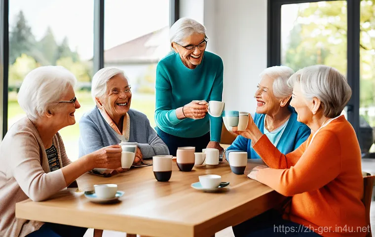 독일의 노인 복지 정책 - **Prompt 1: Vibrant Community Living**
A group of diverse, smiling German seniors (aged 65-85) a...