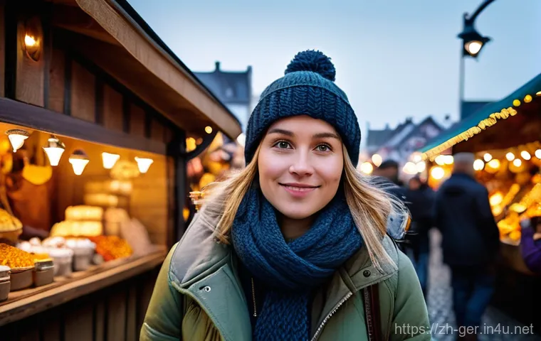 독일 여행 중 긴급 상황 대처법 - A female tourist in her late 20s, dressed in a practical yet stylish winter coat and a knitted beani...