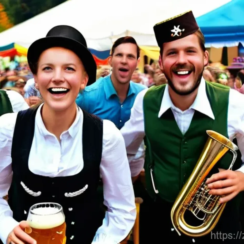 독일에서 전통 음악 듣기 - **Vibrant Bavarian Beer Festival (Oktoberfest)**
A bustling outdoor scene at a large Bavarian be...