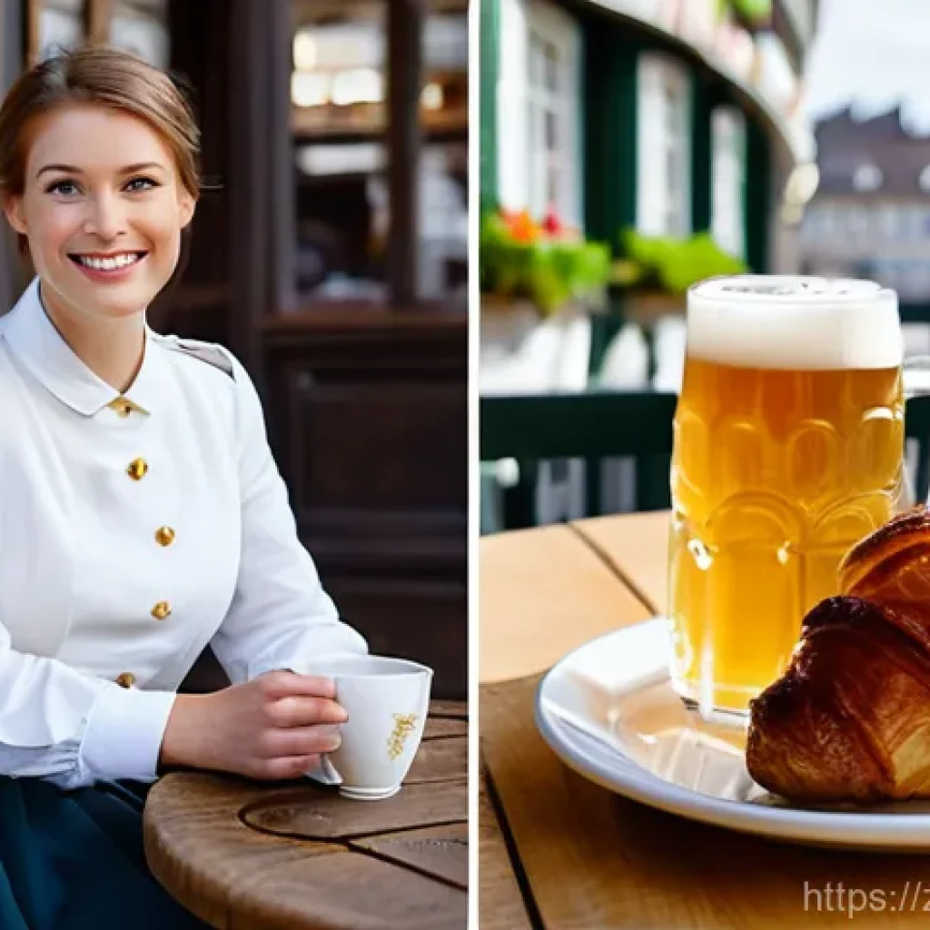 독일과 프랑스 문화 비교 - **Prompt 1: A Tale of Two Dining Cultures**
A split image, showcasing two distinct dining experi...