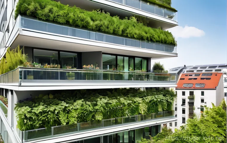 독일의 현대 건축 - Image Prompt 1: The Breathing Skyscraper & Rooftop Oasis**