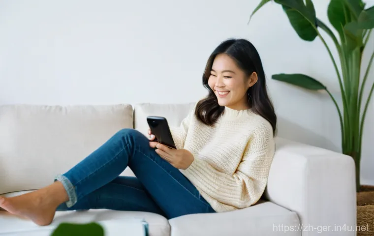 독일어 공부하기 좋은 웹사이트 - **Prompt:** A young Asian woman, mid-20s, with a friendly smile, is sitting comfortably on a modern,...