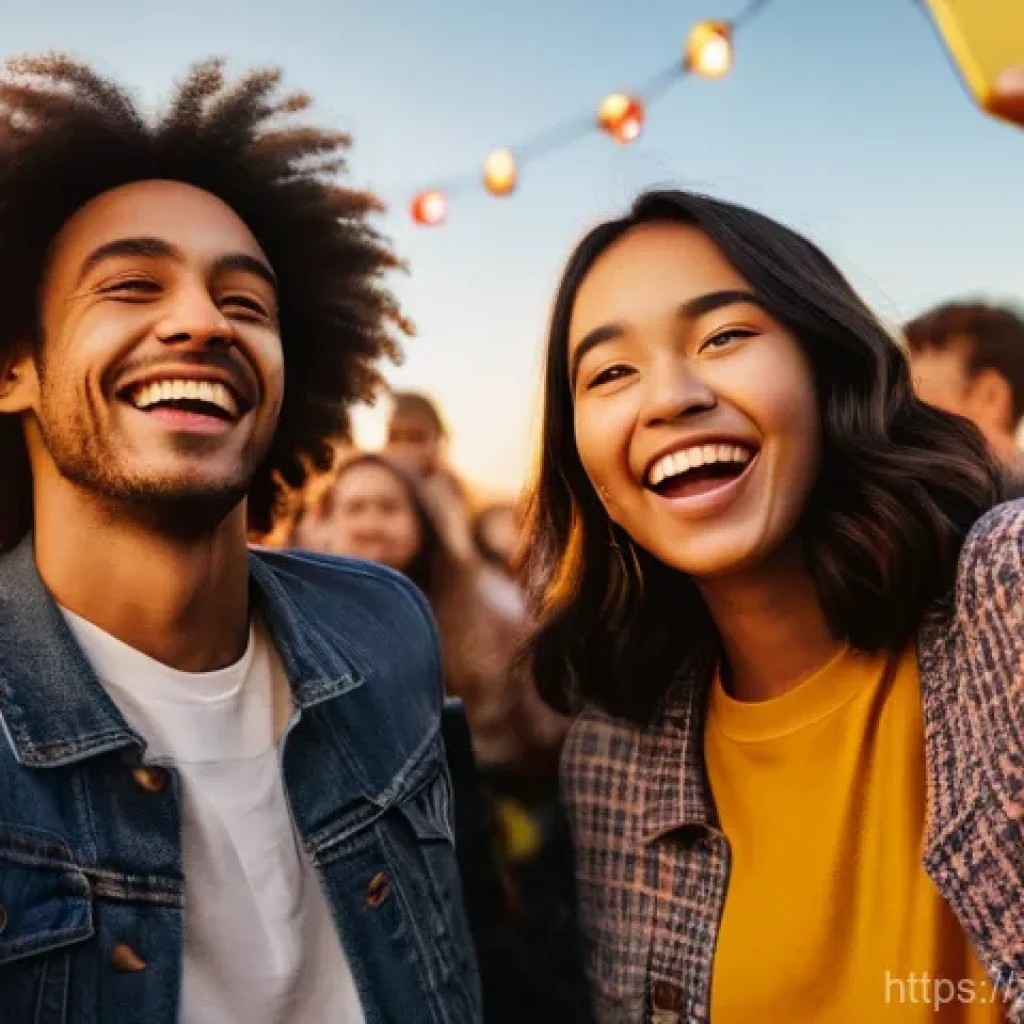 독일 박물관 추천 - A joyful group of diverse friends, aged early 20s, enjoying a vibrant outdoor music festival during ...