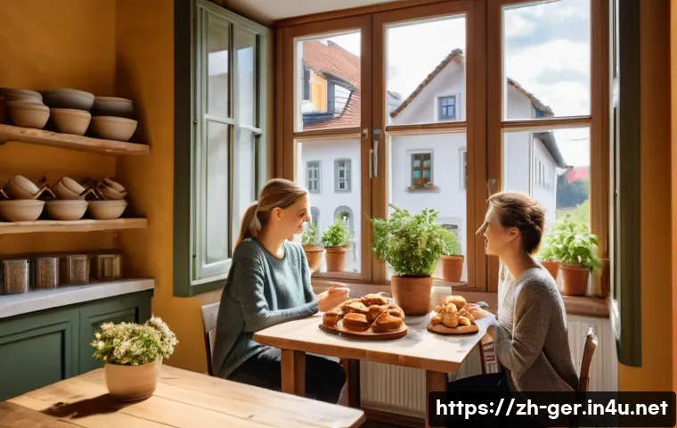 독일에서 가성비 좋은 숙박시설 - **"A warm and inviting scene inside a charming German guesthouse apartment. A young couple, both dre...