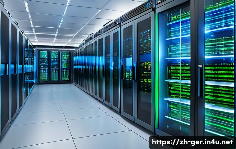 독일 IT 산업 동향 - **Prompt: "A futuristic and secure German data center. The scene is brightly lit with cool blue and ...