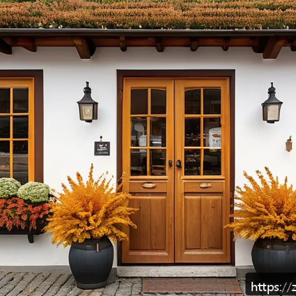 독일에서 숙소 예약 시 고려해야 할 점 - A cozy traditional German Gasthaus exterior scene in a quaint small town during autumn, showcasing a...