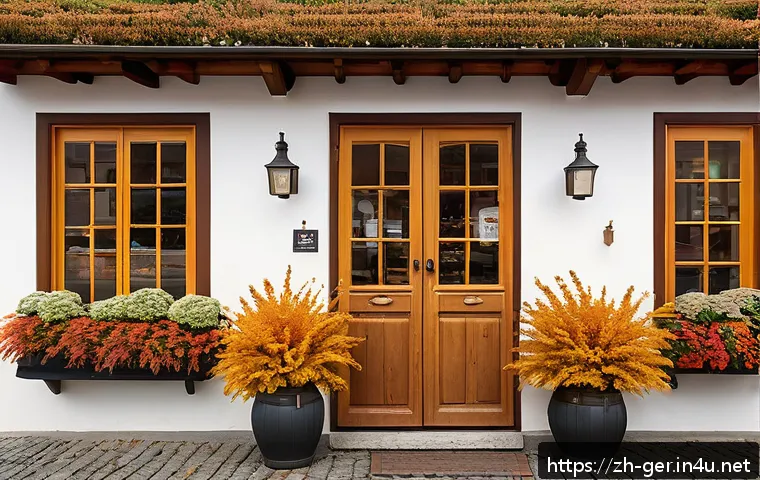 독일에서 숙소 예약 시 고려해야 할 점 - A cozy traditional German Gasthaus exterior scene in a quaint small town during autumn, showcasing a...